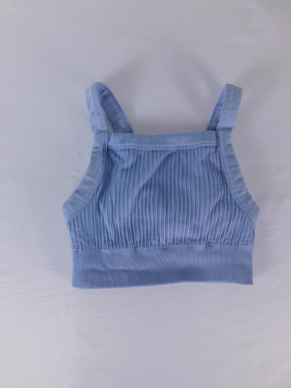 Aerie Bralette Womens M Blue Ribbed Knit Wireless Pullover Unlined Stretch